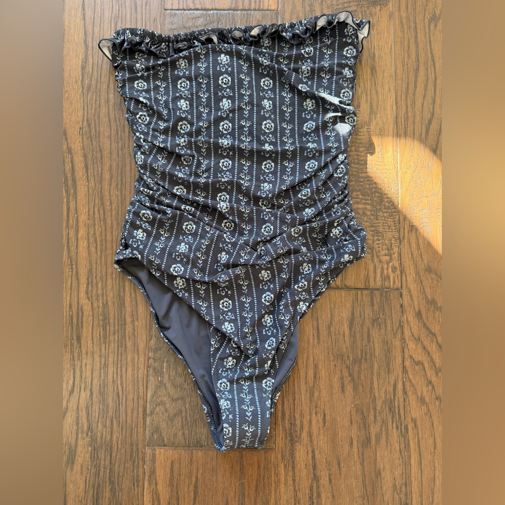 NWT Free People - Rhythm Ruffle Strapless One Piece Swimsuit size L